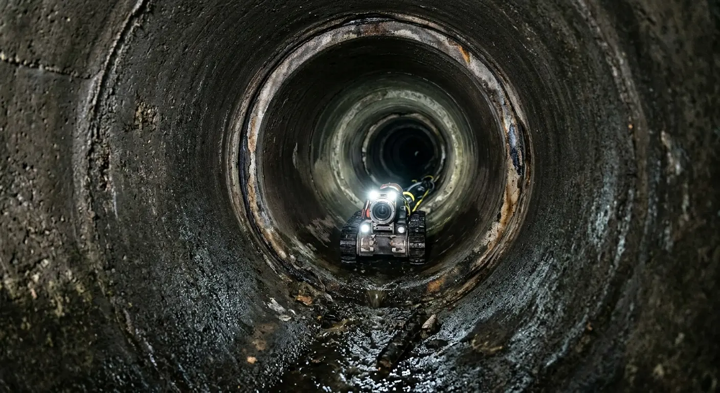 Robotic sewer camera inspecting pipe interior for Drain Snake Service in Chino Hills